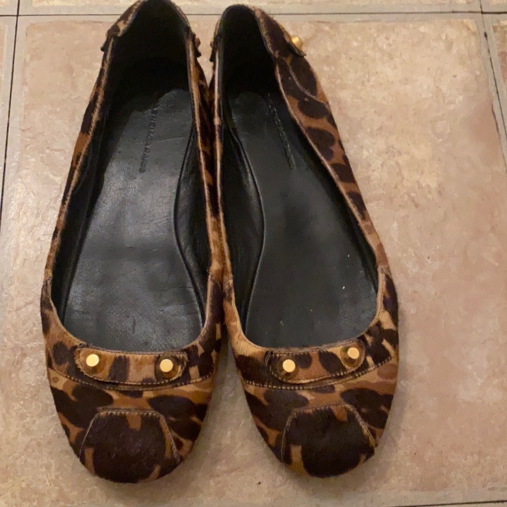 Balenciaga Paris Leopard flat shoe with gold accents